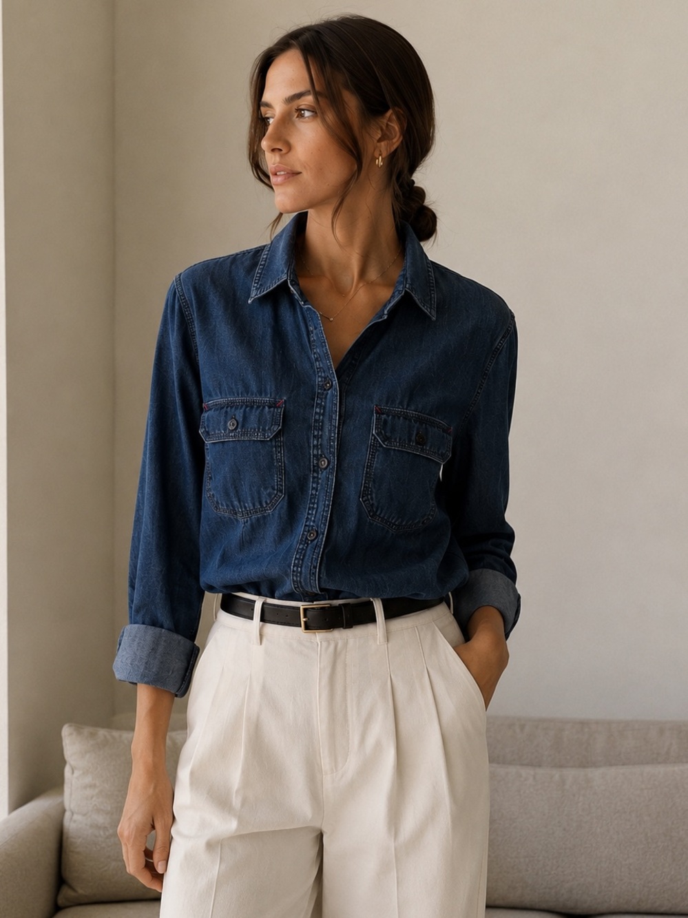 Vintage Lauren Jeans Co. Ralph Lauren 100% Cotton Denim Shirt Western Classic